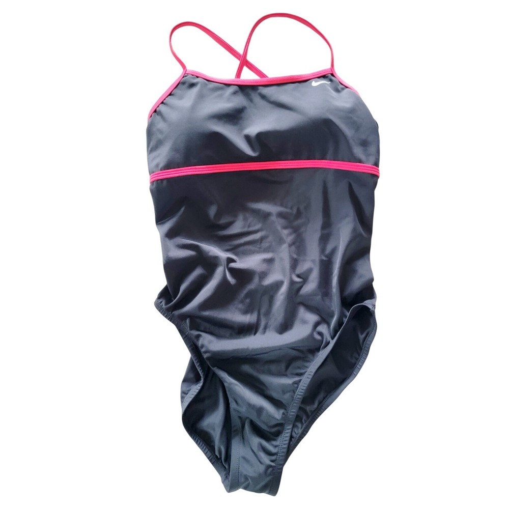 Nike 10 Crisscross Back Swimsuit One Piece With‎ Padding Black Red Competition